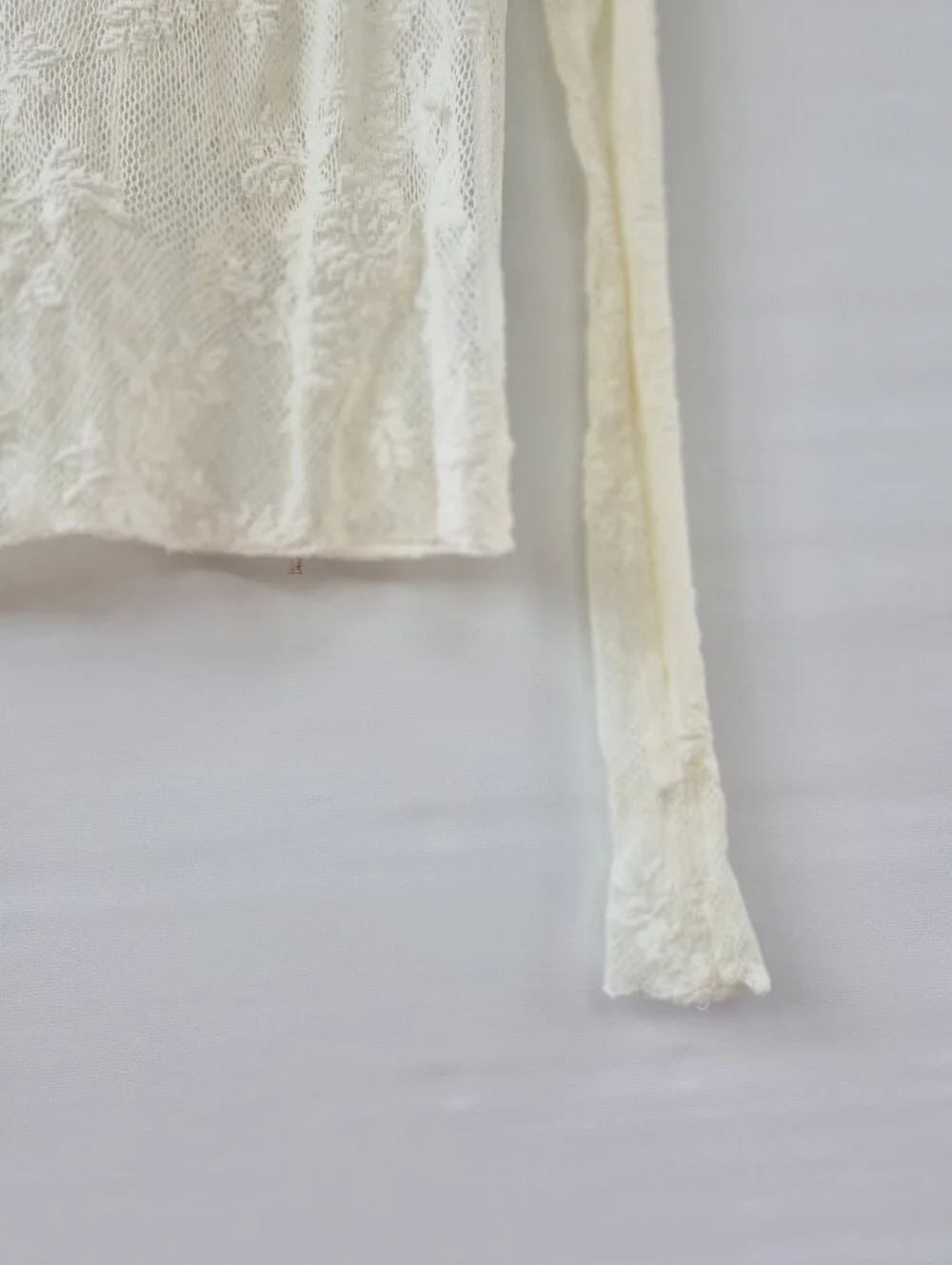Free People Lady Lux Cream Sheer Lace Top S Coquette Fairycore Mesh Layering